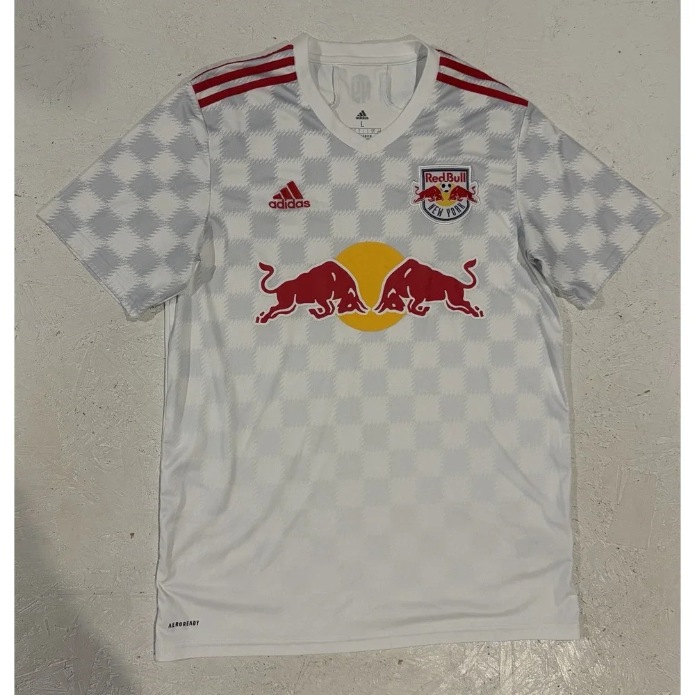 Adidas New York Red Bulls Mens L 2021/22 Home Shirt Jersey GI6459 White MLS